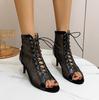 Pupms-zapatos de baile de alta calidad para mujer, Sandalias de salón, Salsa, Tango, Sandalias de tacón alto con recorte de malla para fiesta, novedad de verano