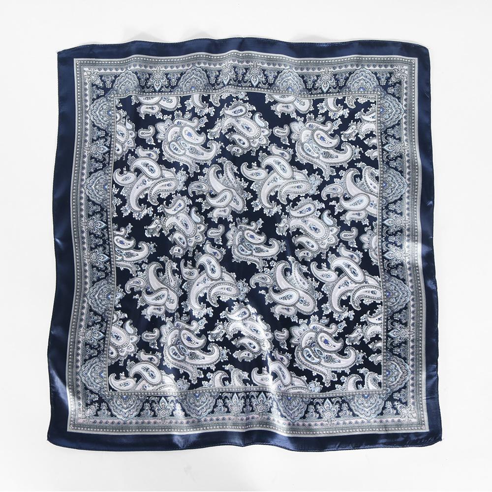 Professional Suit Silk Scarf 60Cm Satin Imitation Silk Small Square Scarf Retro Cashew Print Silk Scarf Women