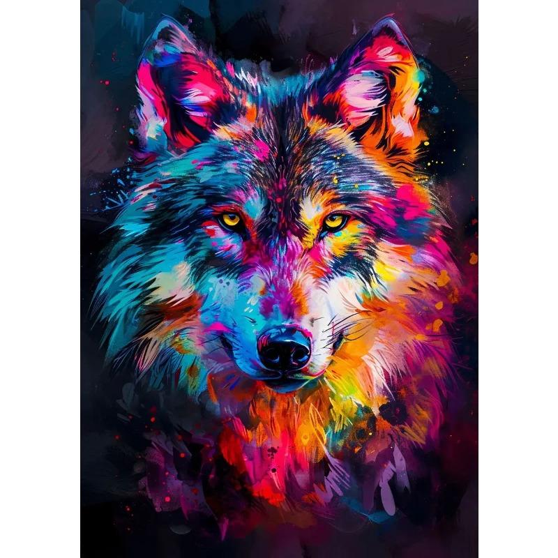 Abstrakter Graffiti Löwe Adler Wolf Tiger Buntes Tier Poster Druck Leinwandbild Wandkunst Bild für Wohnzimmer Heimdekoration