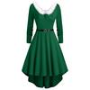 Plus Size Women Christmas Patchwork Faux  Panel Long Sleeve Asymmetric Dress