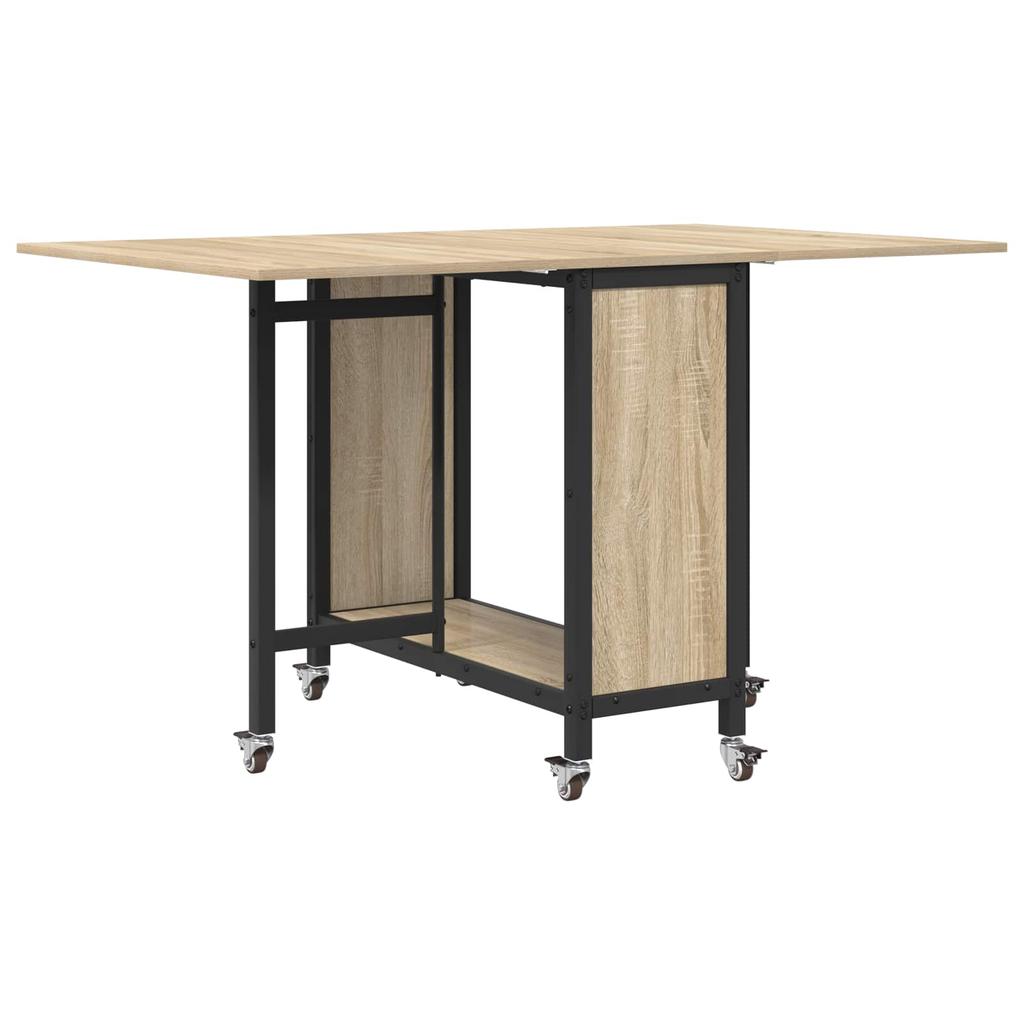 Foldable Dining Table with Wheels 130 x 80 x 76.5 cm Steel PB