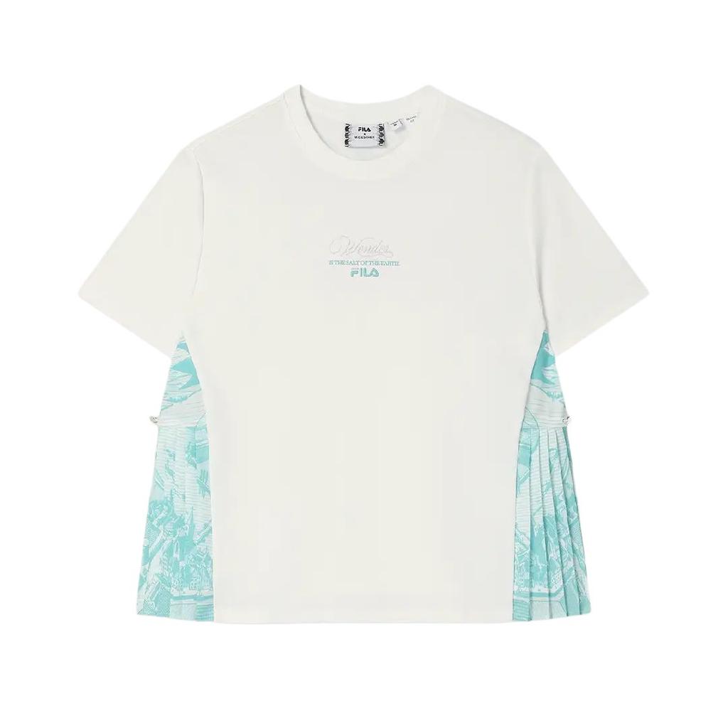 Fila X M.C. ESCHER Heritage Collection Fashion Casual Versatile Short Sleeve T-Shirt Women Tops Cloud-White F11W538103F-WT