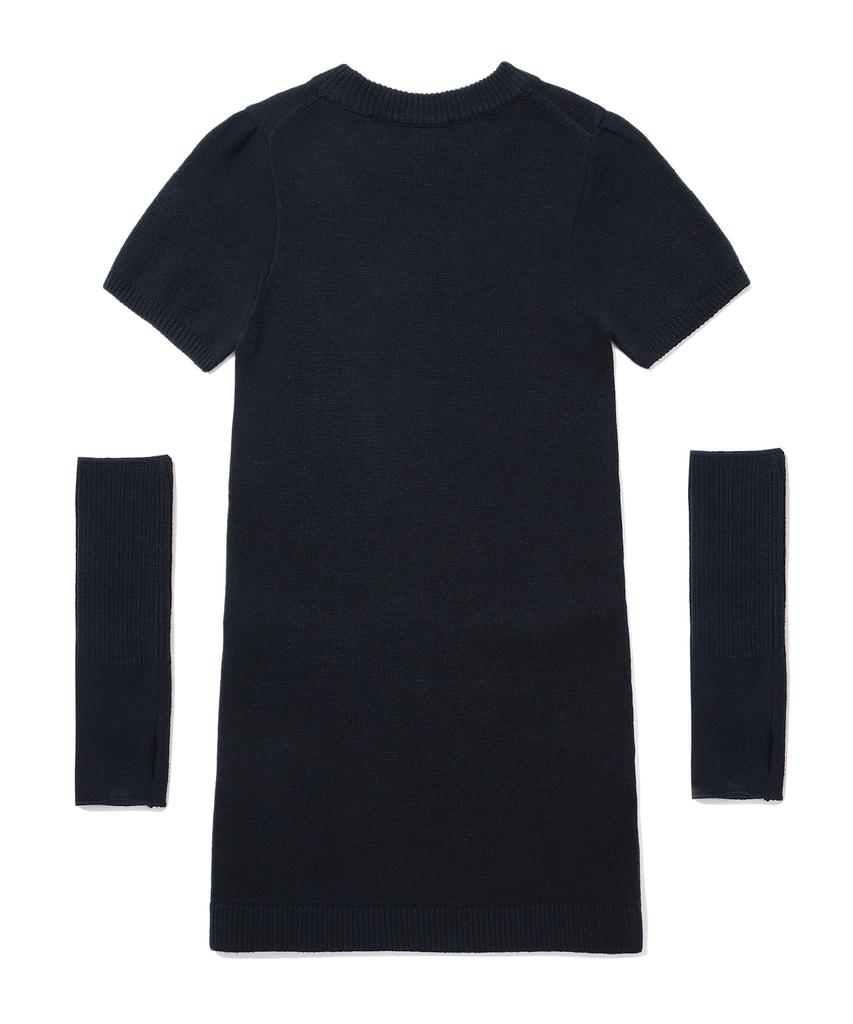 Covernat Woman Arm Warmer Short Sleeve Knit Dress Navy