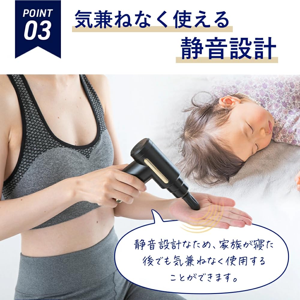KINMAKUmini Drill Gun Silver Gray 4 Types of Attachments Rechargeable Lightweight Small Massage Gun Shoulder Blade