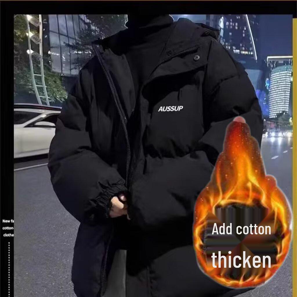Trendy Brand Men's Korean Style Thick Cotton Hooded Puffer Jacket for Autumn/Winter - Casual Student Fashion.