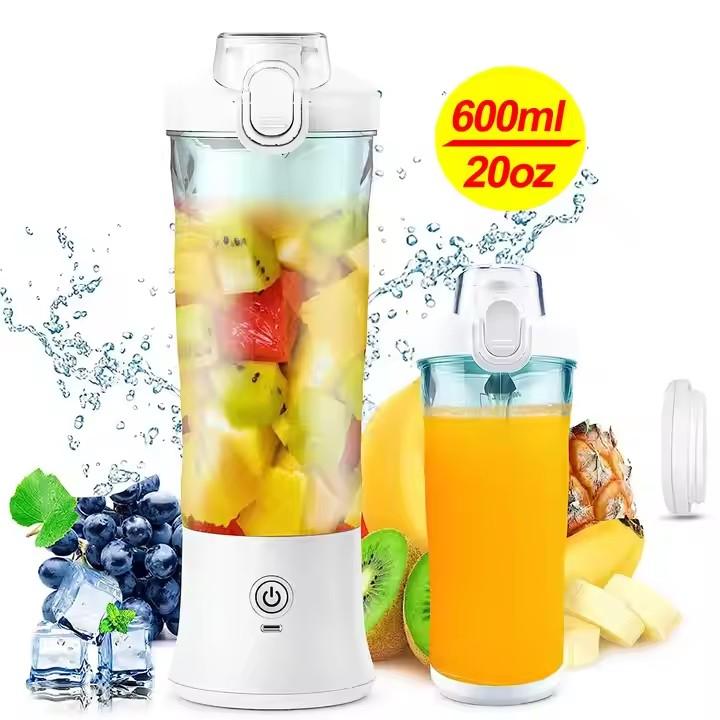 600ml Portable Blender 240W USB Rechargeable Electric Juicer with 6D Blades, BPA-Free, 4000mAh Lithium Battery, Quick Charge, Small Container for