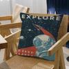 Art Painting Space Retro Alien Travel Landscape Cushion Cover Pillowcase Upholstery Sofa Throw Pillow Home Decor Pillowcas