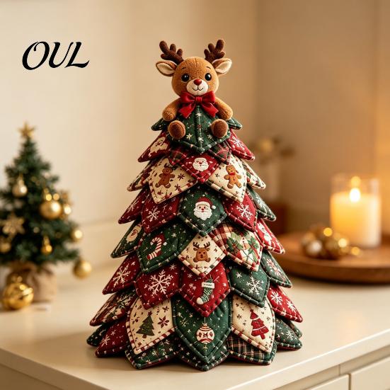 Craft Kits for Home Decor DIY Quilted Fabric Christmas Tree Kit, Vintage Patchwork Sewing Set Creative Gifts Friends Tabletop Decor, Handmade