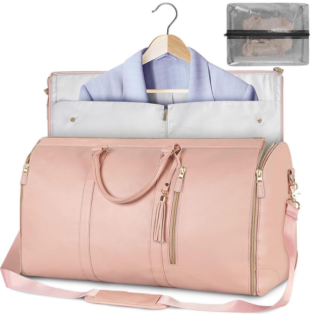 Versatile Women's Folding Travel Suit Bag: Multi-Function PU Storage with Large Capacity & Portability