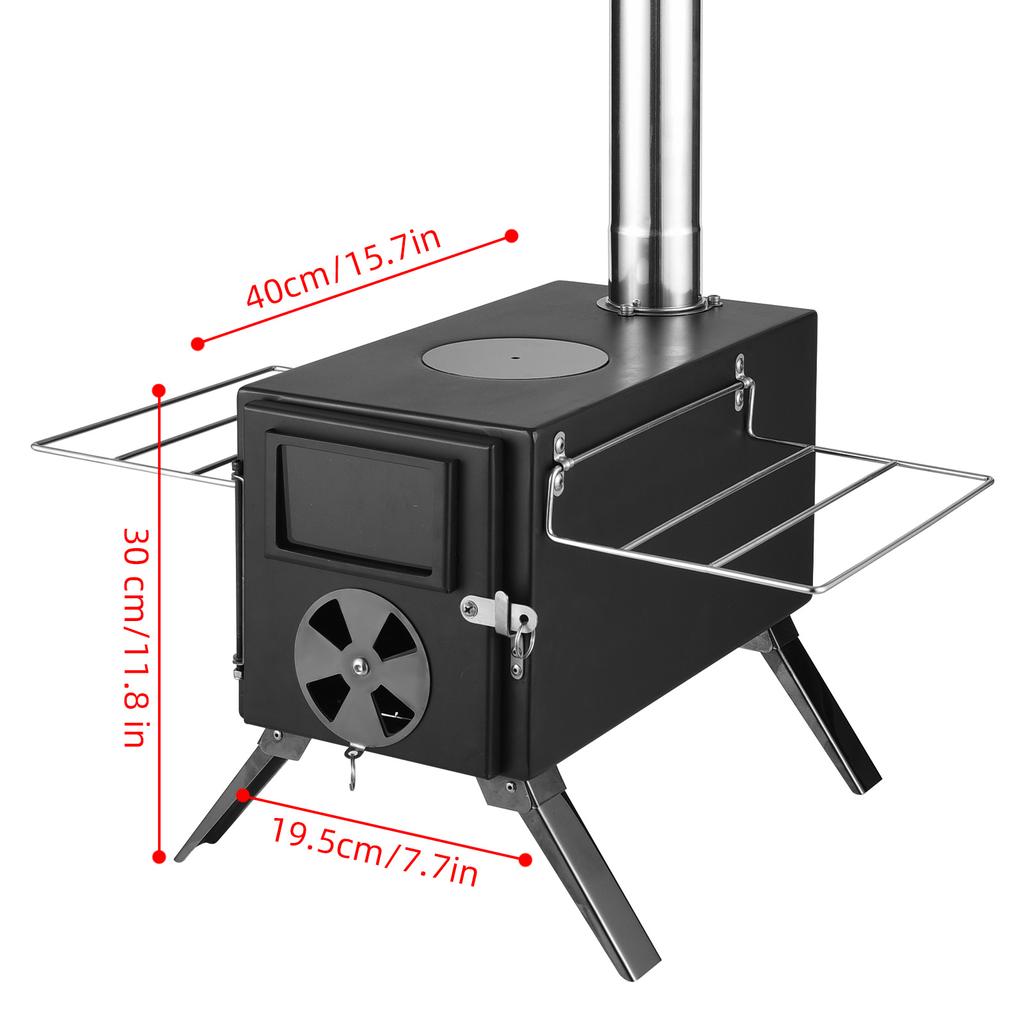 Wood Burning Stove Portable Camping Outdoor Fire Pit Black Stainless Steel Tent Stove for Cooking &
