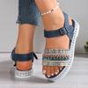 Women Stylish Fringe Design Platform Sandals Summer New Buckle Open Toe Sandal Female Casual Rivet Decor Med Heel Sandals Mujer