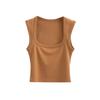 Women's Square Neck Sleeveless Crop Tank Top Slim Fit Solid Basic Camisole Shirt