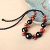 GEMCHIC Women's New Chinese Style Retro Collarbone Necklace Handmade Woven Red and Black Crystal Beads Ethnic Choker Jewelry