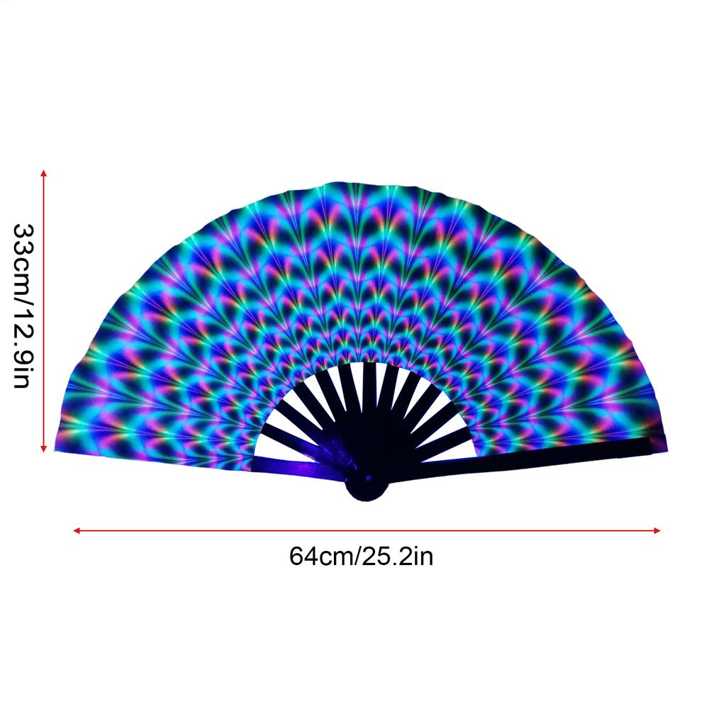 Большой Складной Веер Китайское Ремесло Кунг-фу Тайцзи Светящийся Веер Многоцветный Свадебное Украшение для Дома Сценическое Представление Шоу