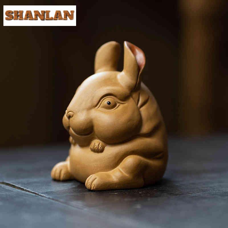 Yixing Purple Clay Zodiac Rabbit Tea Pet Retro Tea Games Tea Figurine Play Toys Tea Statue Ornaments Can Be Raised Supplies Gift