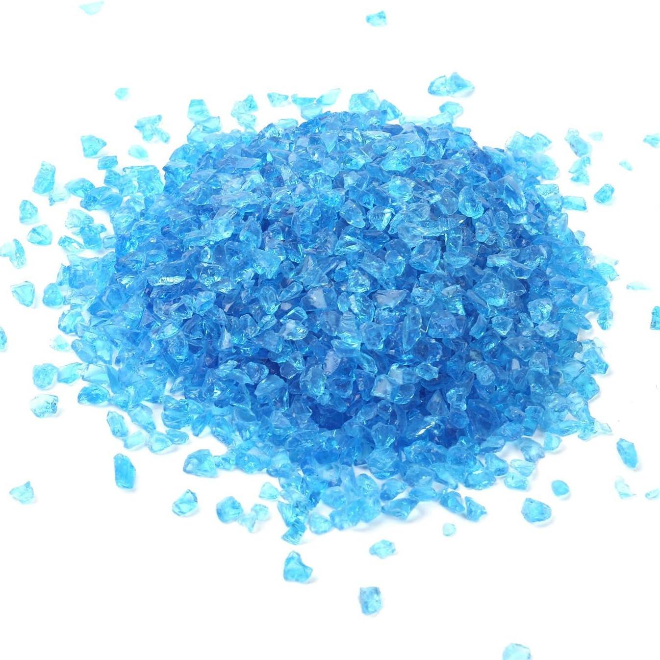 

Aquamarine Blue Crystal Gravel Ornament for Fish Tanks, Flower Pots, and Buddha Offerings 5-7mm Blue Additive