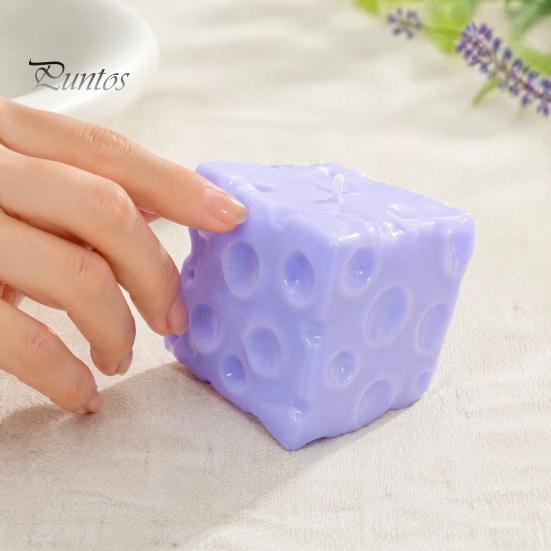 Realistic Cheese Shaped Toys Blueberry Squeeze Toy, Stress Relief Block Sensory Slow Tools Rising Cube Pinch Toy for Home Office Focus Aid Fidget