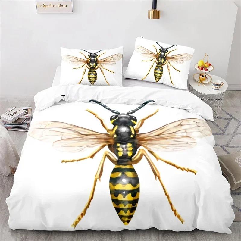 Comforter Cartoon Bee Insect Honeybee Bedding Set Microfiber Wild Animal Comforter King For Teens Boys Kawaii Home Decor