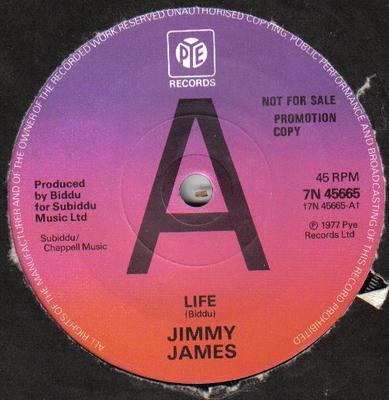 7inch Record JIMMY JAMES - Life 7N45665PROMO Pye Records 1977 UK Soul/Funk Used