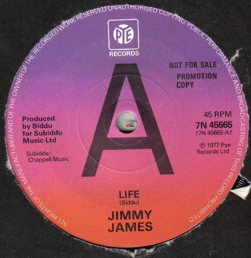 

7inch Record JIMMY JAMES - Life 7N45665PROMO Pye Records 1977 UK Soul/Funk Used