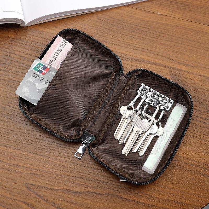 Multi-Mini-Reißverschluss-Schlüsseltasche für Herren Damen PU-Leder Schlüsselhalter Organizer-Tasche Autoschlüssel Brieftasche Kartenetui