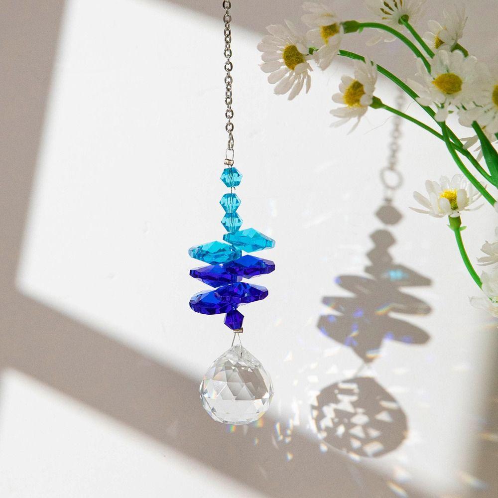5Pcs Colorful Crystal Wind Chime Rotating Sun Catcher Wind Spinner Light Collection Pendant  Windows