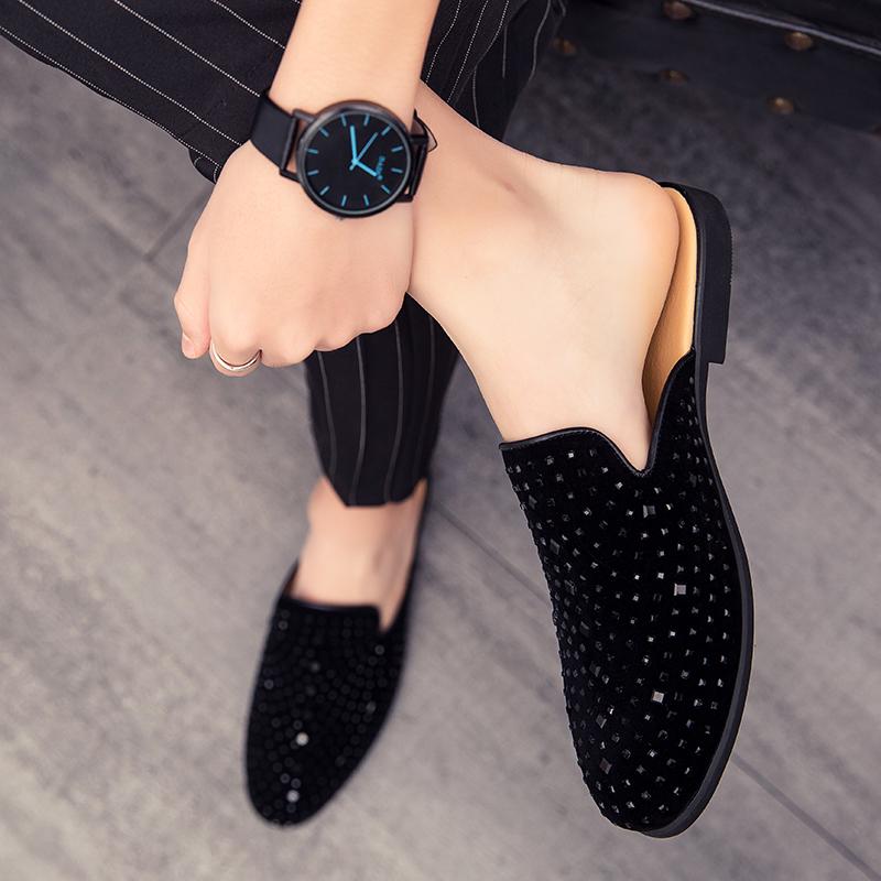 Men Sneakers Teen Personality Spikes Half-Shoes Blue Men Loafers Luxury Shoes Men's Moccasins Tenis Masculino Zapatos De Hombre