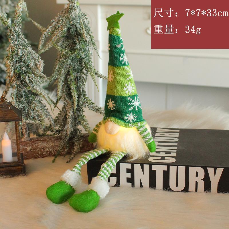 Christmas Scene Dress Up Props Luminous Seated With Lights Knitted Forest Man Doll Ornament