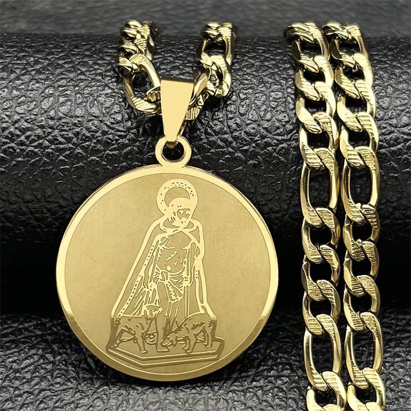 Christlicher Gott Jesus Medaillon Anhänger Halskette für Damen Herren Edelstahl Goldfarbe Heilige Beten Hip Hop Kette Party Schmuck