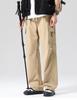 100% cotton workwear outdoor multi bag elastic waist drawstring pure cotton straight leg pants men's casual pants