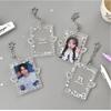 Acrylic 3-inch Photocard Holder with Angel Wings Graffiti Style Kpop Photo Card Protector with Keychain Card Cover