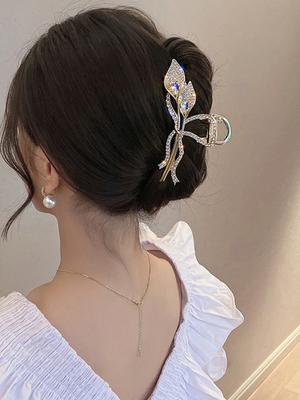1 Pz Moda Lusso Leggero Oro Pieno Diamanti Artigli per Capelli per Donne Ragazze Festa Accessori per Capelli