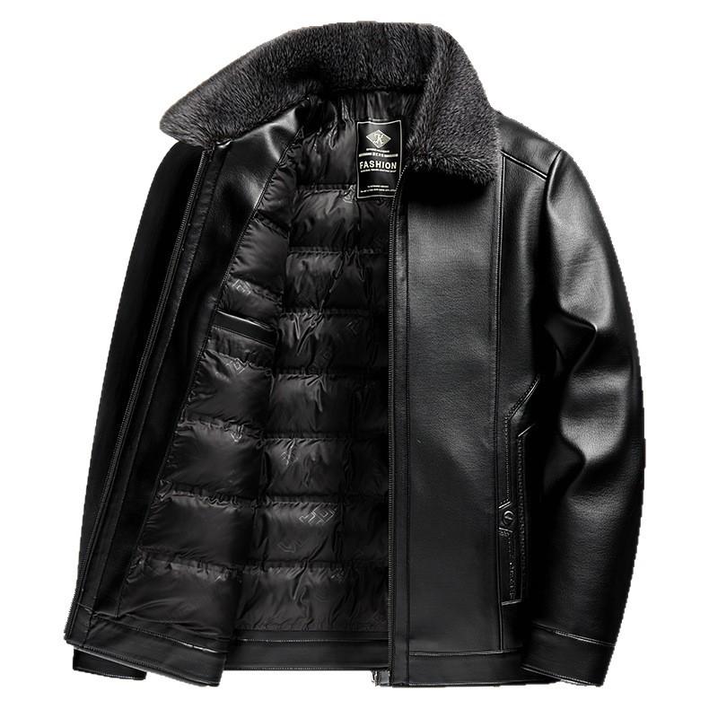 Winter Faux Leather Motorcycle Jackets for Men Warm Quilted Bomber Jacket Vintage Coats Outwear Men's Casual PU Leather Work Outwear Jacket