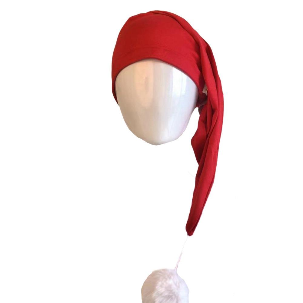 Elastic Sleepwear Hat with Pom Ball Stocking Santa Cap Night Sleeping Caps Women Men