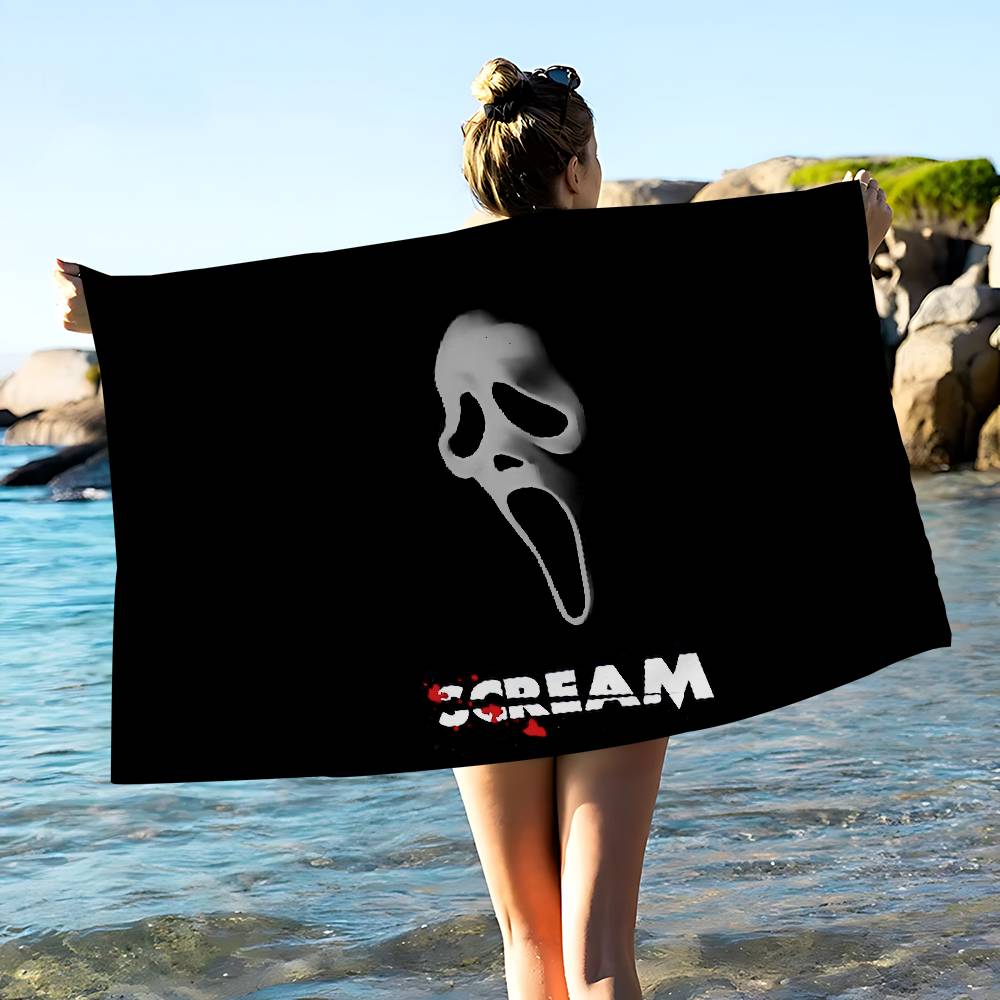 Cool H-Scream-W Microfiber Printed Beach Towel Mountain Climbing Yoga Beach Swimming Running Absorbent Soft Towel