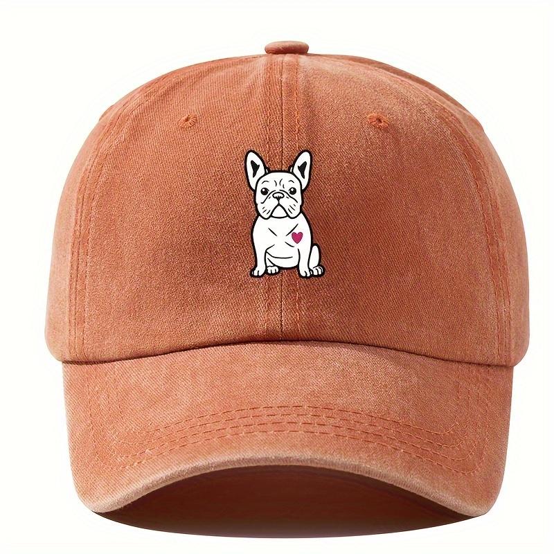 Retro baseball cap with fighting dog pattern design suitable for outdoor activities such as running, fishing, and hiking