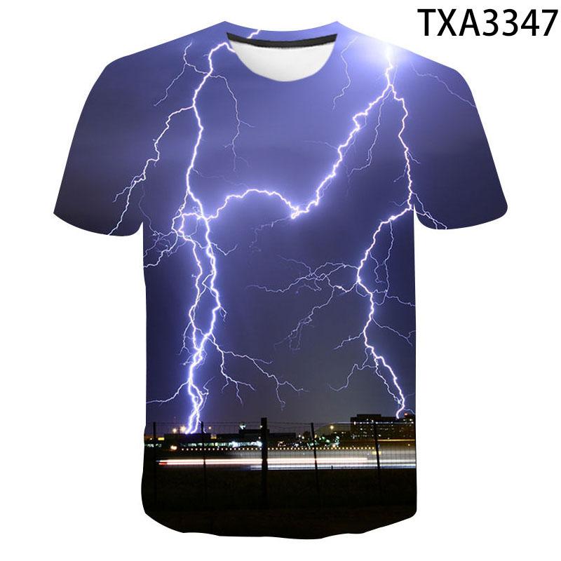Fashion Summer Thunderbolt T Shirt Men Women Children Lightning Flash 3D Print T-shirt Boy Girl Kids Short Slevee Tops Cool Tee