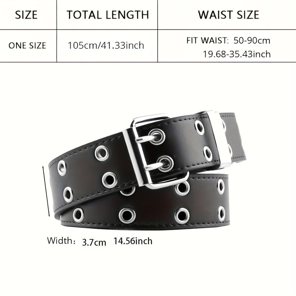Vintage No-Hole Hip Hop Punk Style Waist Belt Studded with Iron Buckle Rivet Details Versatile Fashion Accessory for Women Parties, and Festivals