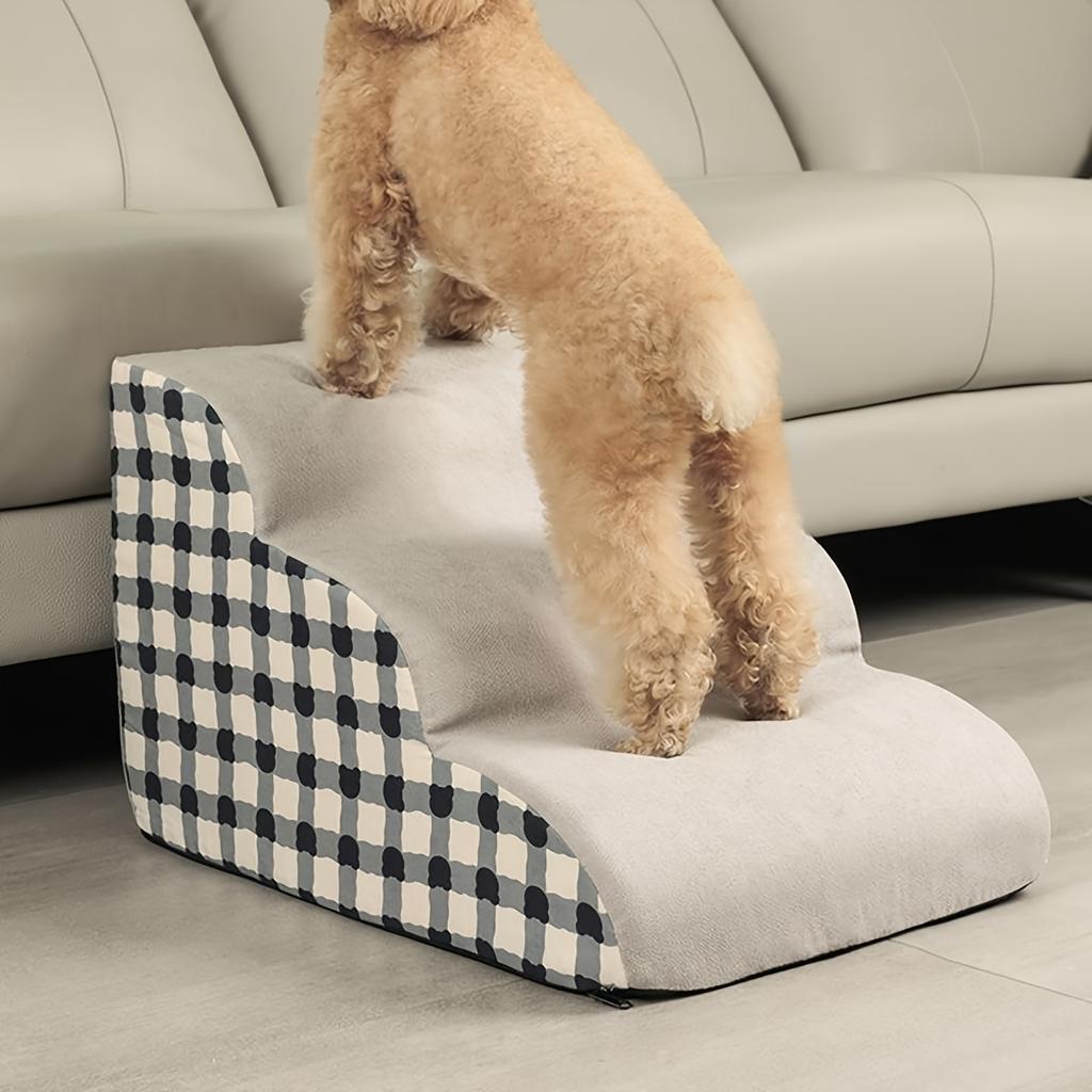 Super Wide 2/3-layer Anti-skid Base Dog Ramp - Pet Step, Suitable for Small and Medium-sized Dogs with Grid Pattern Design, Soft Fabric Step