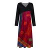 Ladies' Casual V-neck Long Sleeved Dress Printing Loose And Oversized Dress