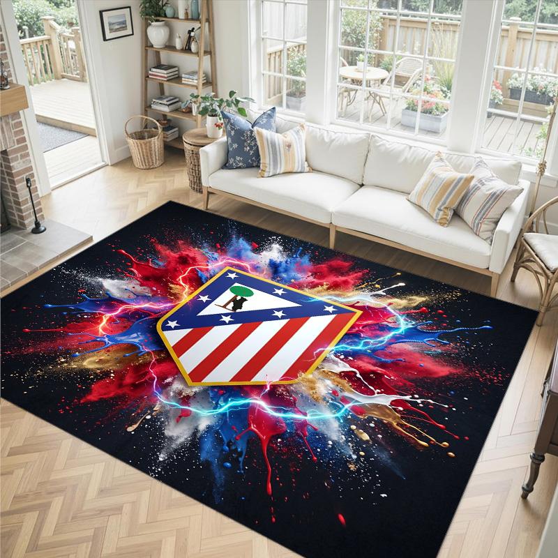 Design Atletico Madryt Kryształowy Aksamitny Dywan Przytulny Nie?Antypoślizgowy Dywan Wzorzysty Do Sypialni Salonu Przedpokoju