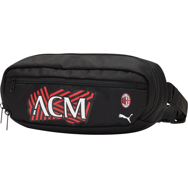 Puma AC Milan Football Sports Leisure Fitness Running Fabric Crossbody Waist Bag Unisex Bags Black 07724305 Black