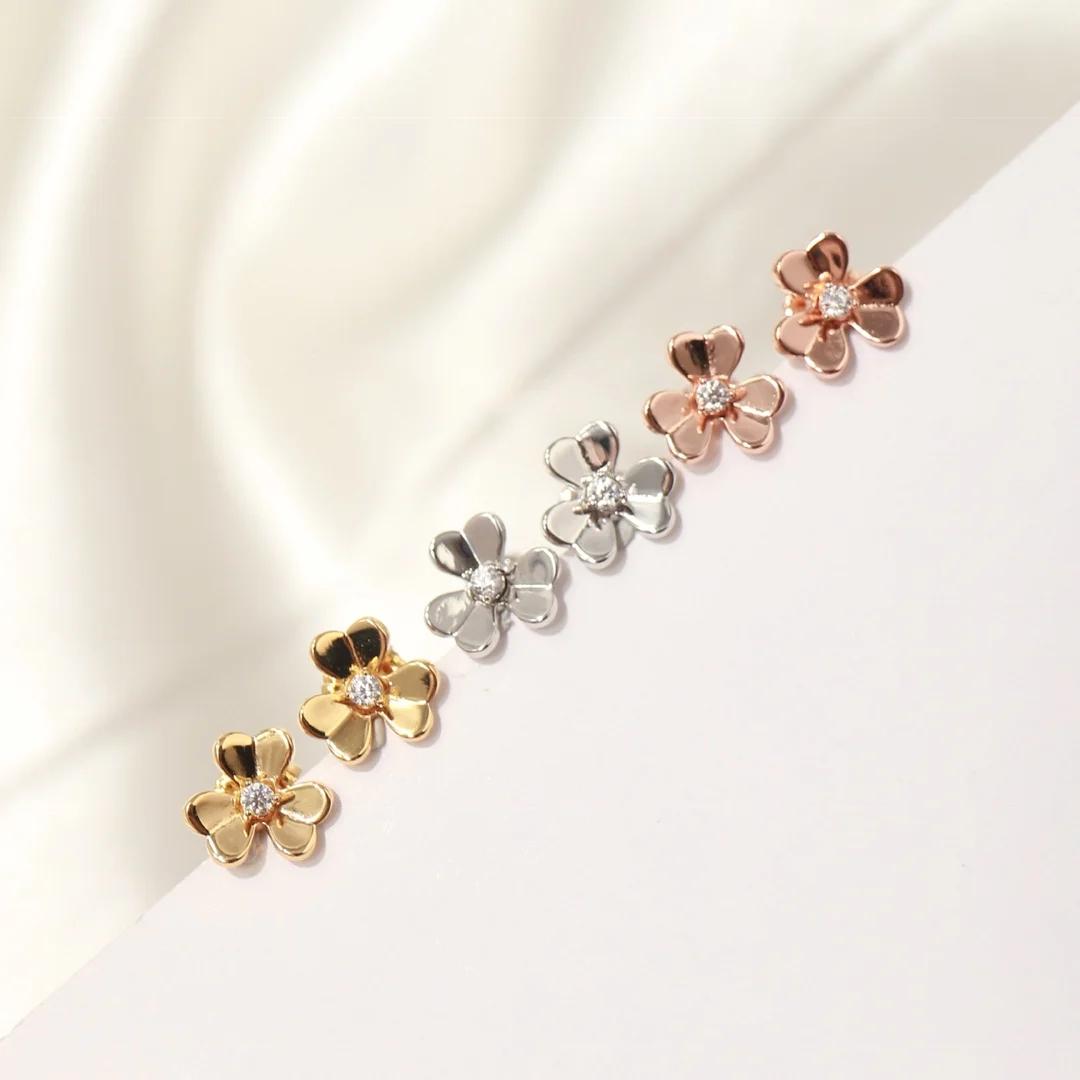 

High-Quality 3 Leaf 10MM Mini Flower Stud Earrings For Women Fashion Jewelry