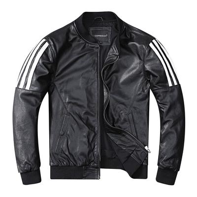 Stickerei Patches Baseball Jacken Echtes Rindsleder Leder Jacke Männer Motorrad Biker Mäntel Herbst Herren Mantel