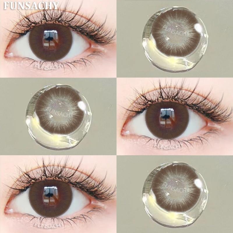FUNSACHY 1 pár přírodně hnědých kontaktních čoček pro oči velké černé oči čočky korejská krása šedé zornice módní barevné oční kontakty