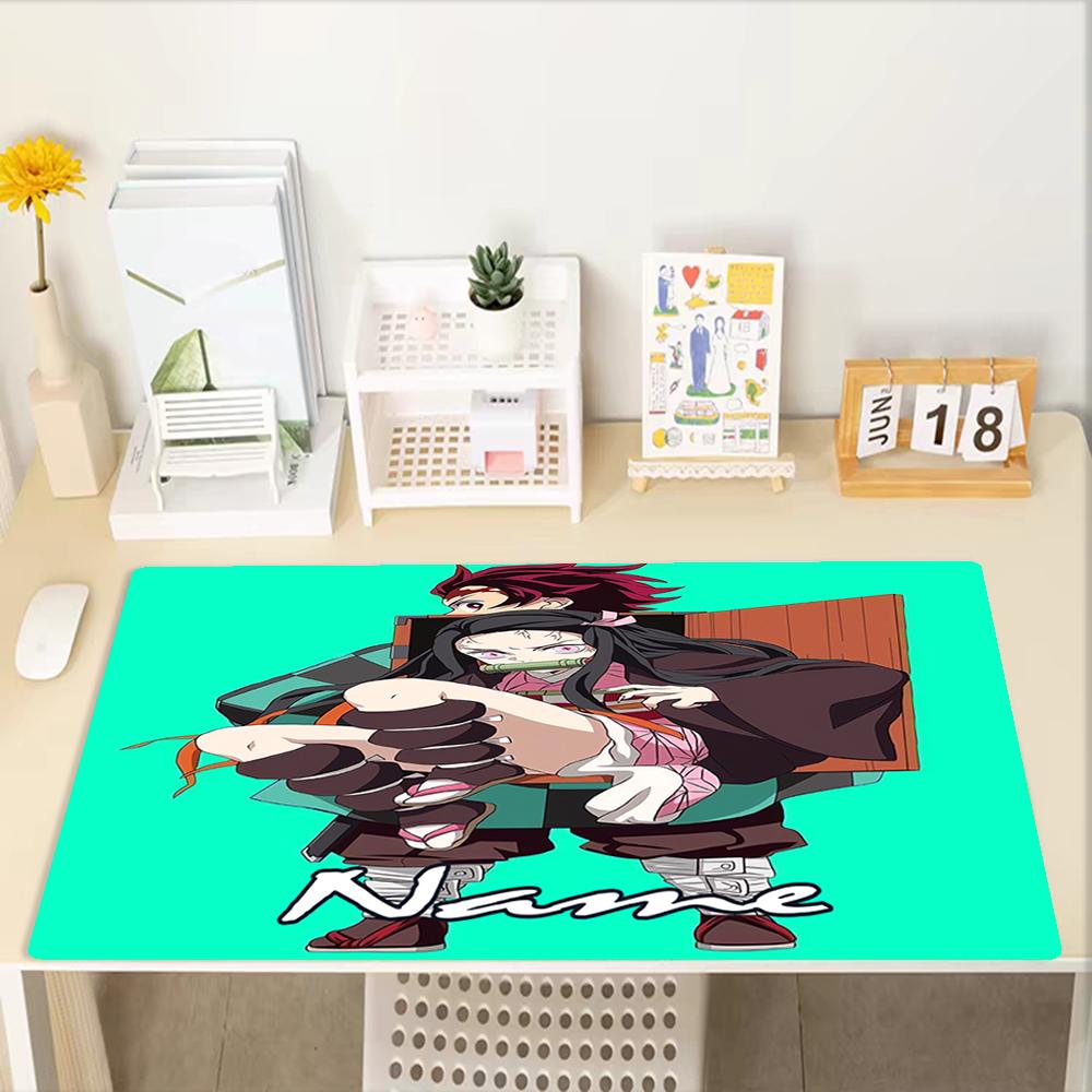 Custom Name Demon Slayer Theme Mouse Pad, Non Slip Rubber Base, Multifunctional Office & Home Decor, Perfect for Workspace Personalization.