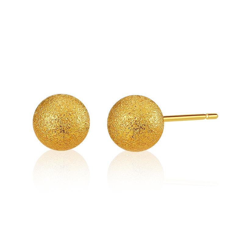 18K Gold-Plated Color-Retaining Geometric Round Earrings for Women Girls Simple Exquisite Metal Texture Earrings Jewelry Gifts
