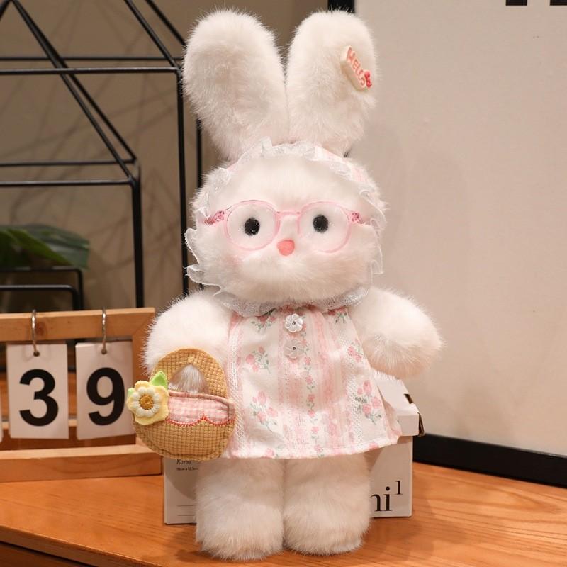 Plush Bunny Toy With Glasses For Children Gift And Comfort