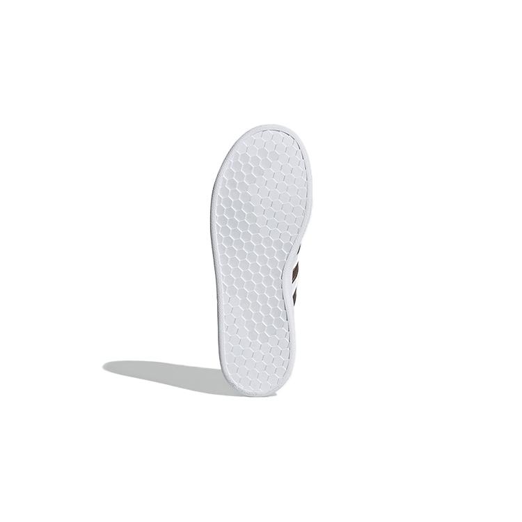 adidas Neo GRAND COURT K Leather Breathable Low Top Skateboard Shoes White Brown Kids' EF0101