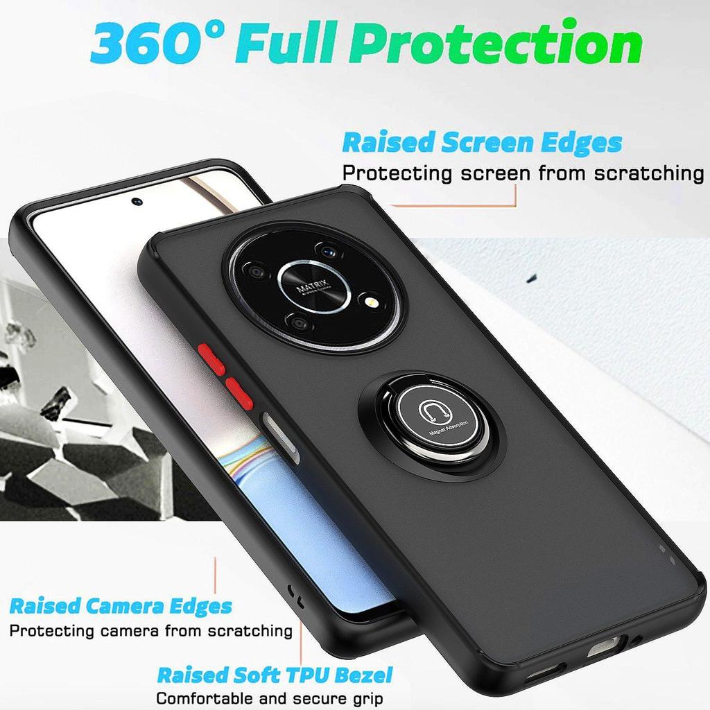 Shock Proof Armor Matte Case for Honor X9A Magic 5 Lite Pro 50 70 60 SE X7A X8A X7 X8 X9 Camera Lens Protect Ring Holder Full Protection Cover
